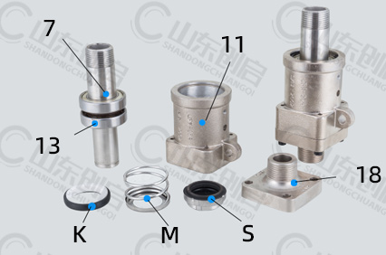 JF型冷却水机械密封旋转接头零件名称
