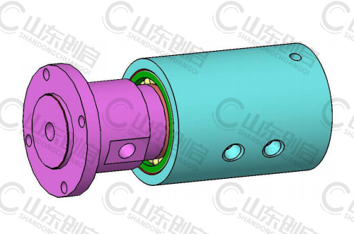 Y2型通水两通路旋转接头三维立体图