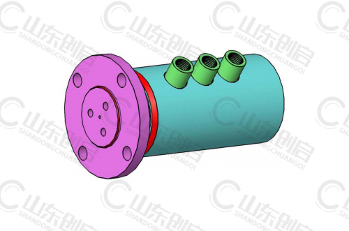 Y3X8A型通气三通路旋转接头三维立体图