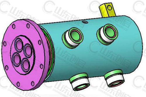 Y4X32型四通路液压旋转接头三维立体图