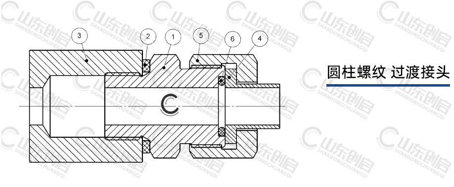 圆柱螺纹过渡接头安装示例图